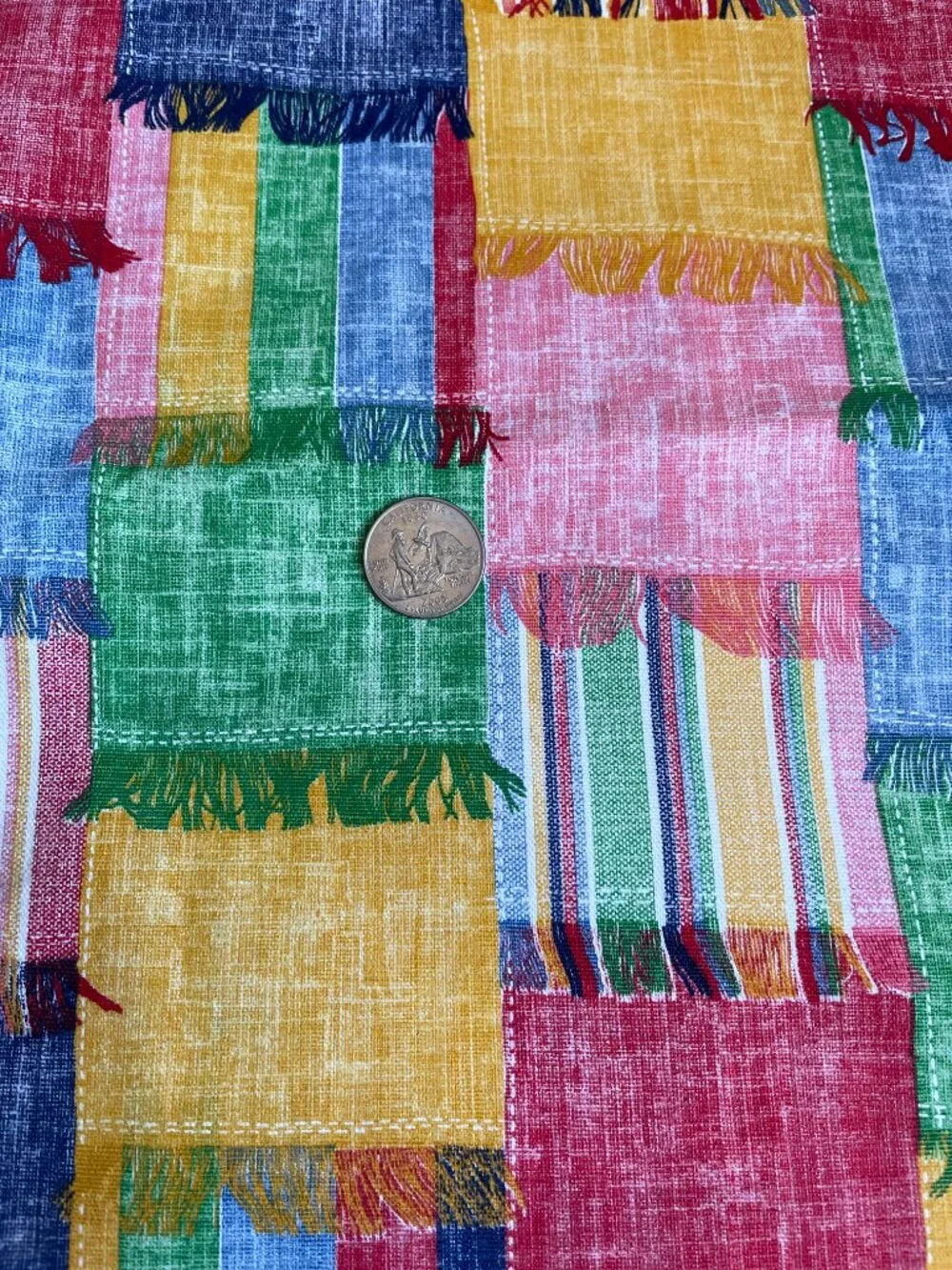 2y x 44” Vintage Colorful Patchwork Printed Cotton Fabric Quilting Crafts